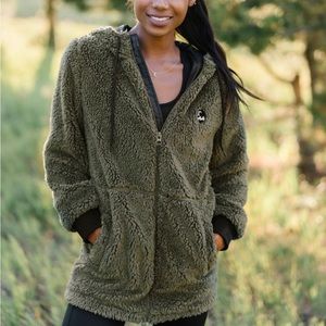 ZYIA Olive Long Teddy Fleece Jacket